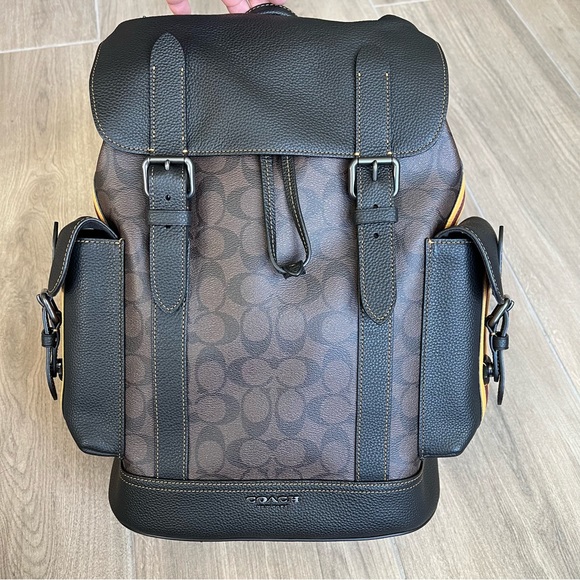 Coach Bags Coach Hudson Backpack In Signature Canvas With Varsity